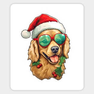 Cool Dog Santa Golden Retriever Magnet